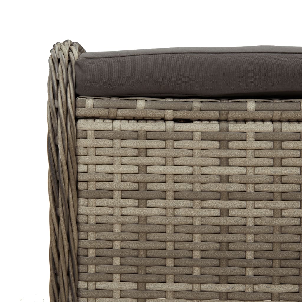 haveskammel med hynde 58x46x46 cm polyrattan grå