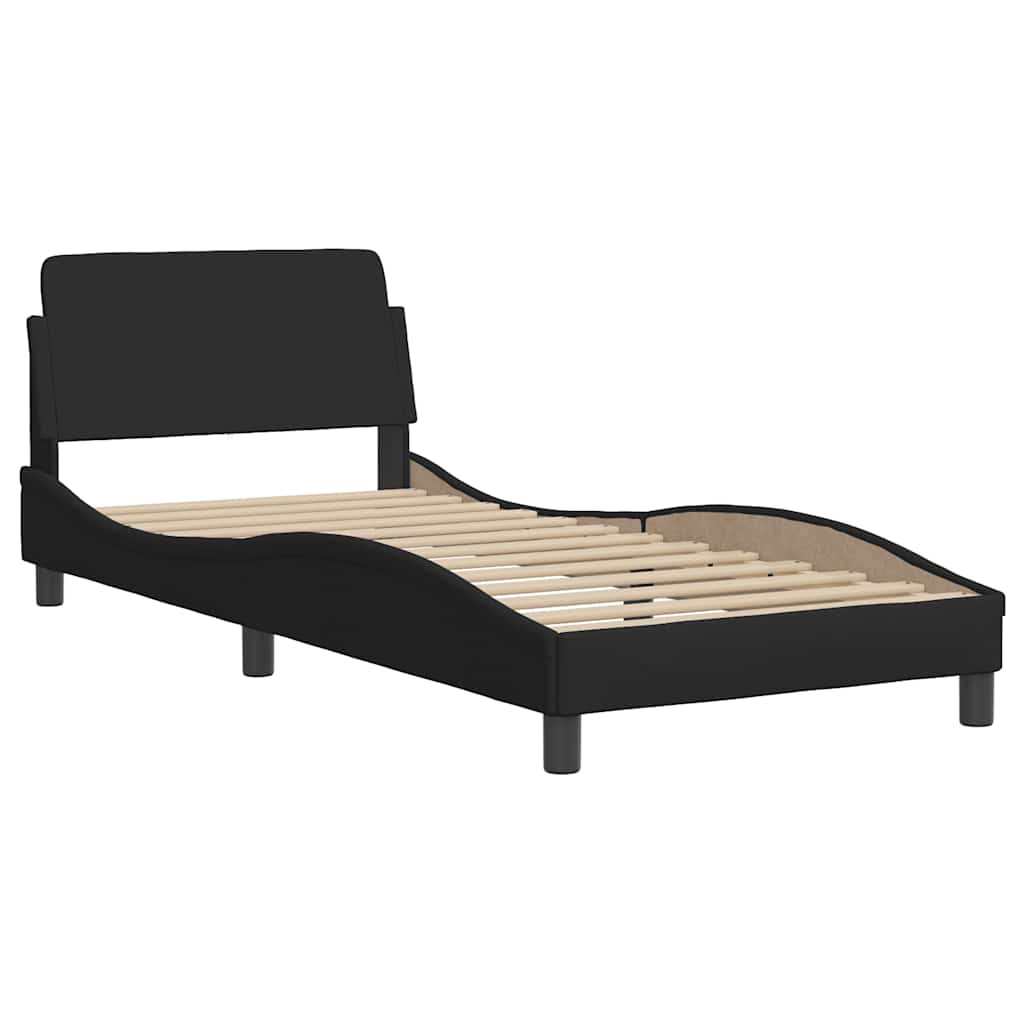 sengeramme med sengegavl Dover Sort 80x200 cm Stof