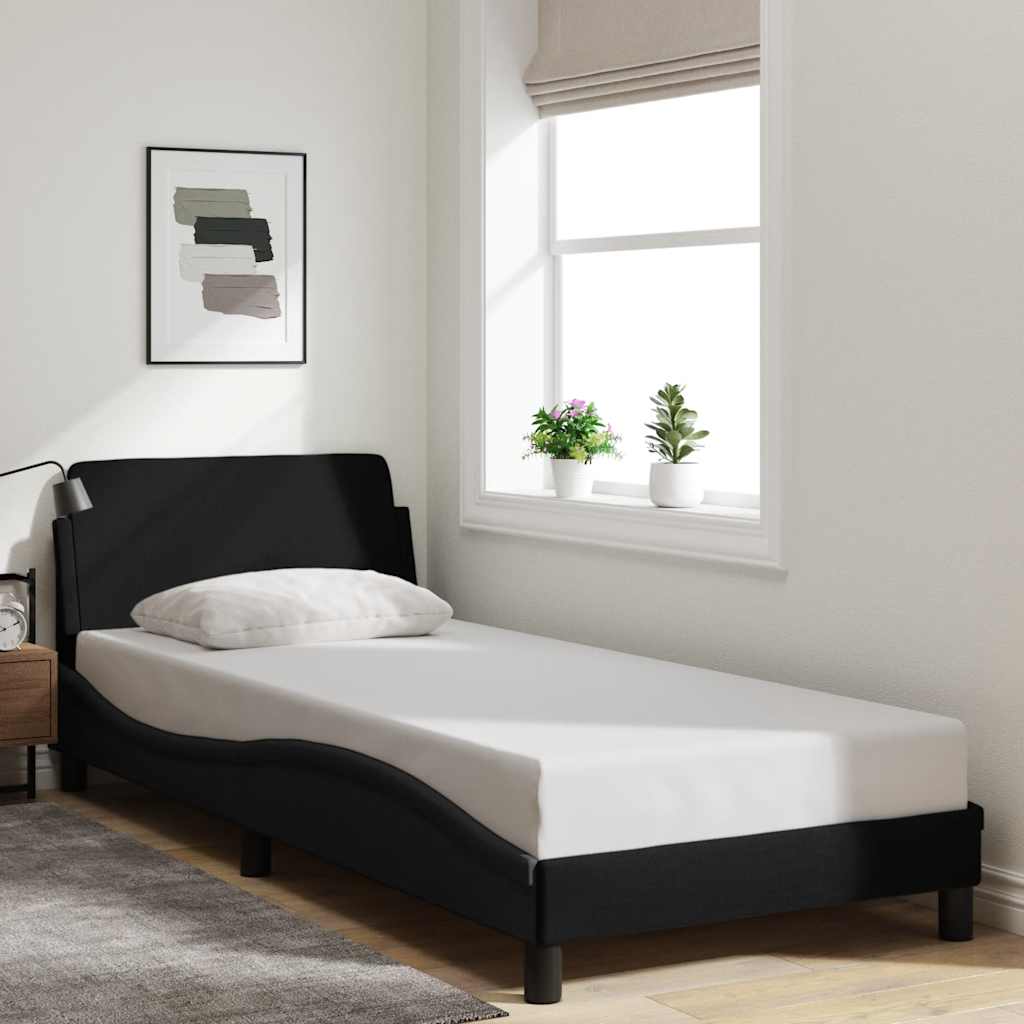 sengeramme med sengegavl Dover Sort 80x200 cm Stof