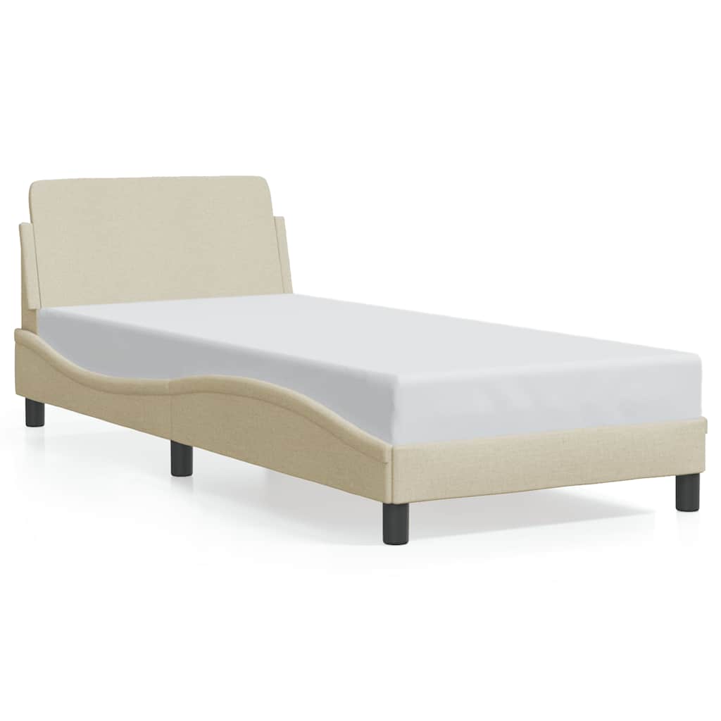 sengeramme med sengegavl Dover Creme 80x200 cm Stof