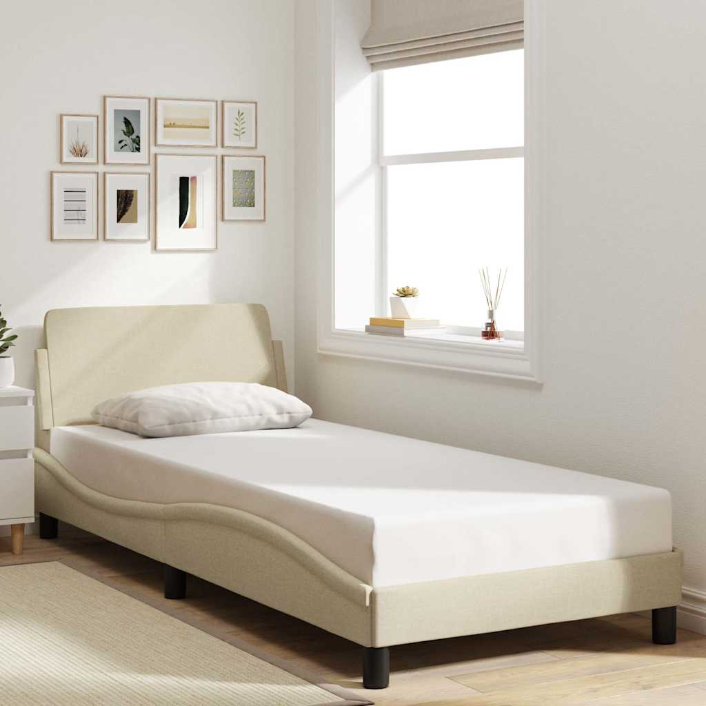 sengeramme med sengegavl Dover Creme 80x200 cm Stof