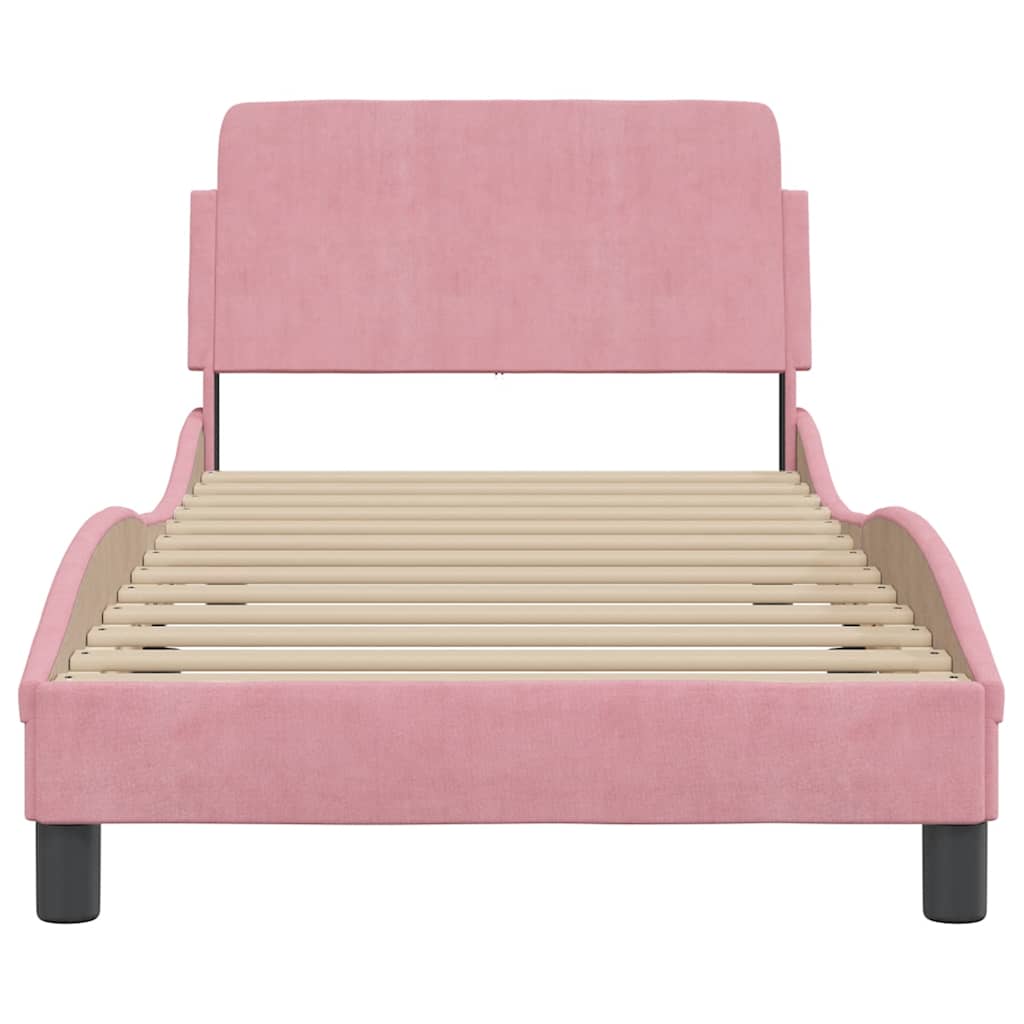 sengeramme med sengegavl Dover Pink 80x200 cm Fløjl
