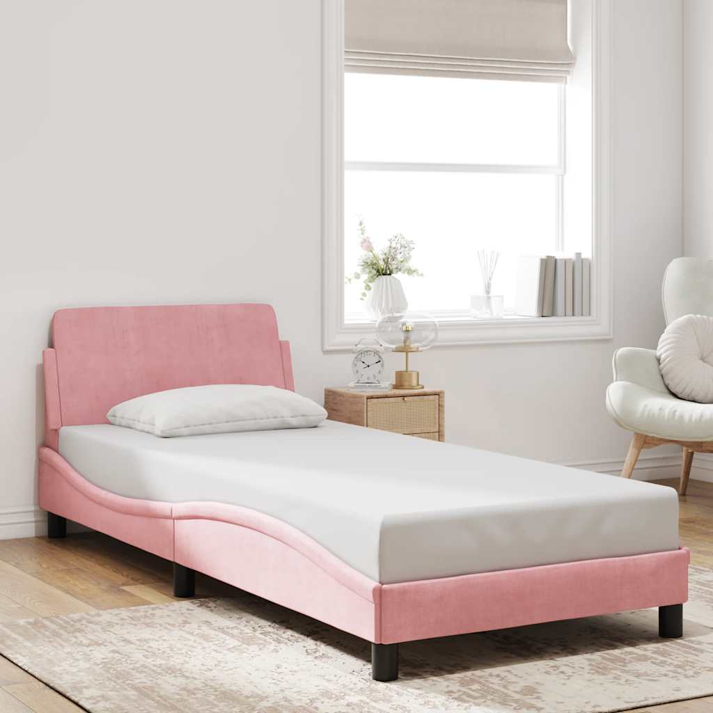 sengeramme med sengegavl Dover Pink 80x200 cm Fløjl