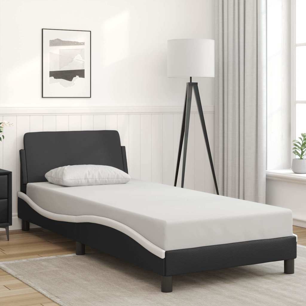 sengeramme Dover 80x200 cm kunstlæder sort og hvid