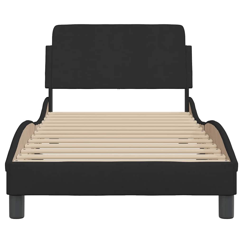 sengeramme med sengegavl Dover Sort 90x190 cm Stof