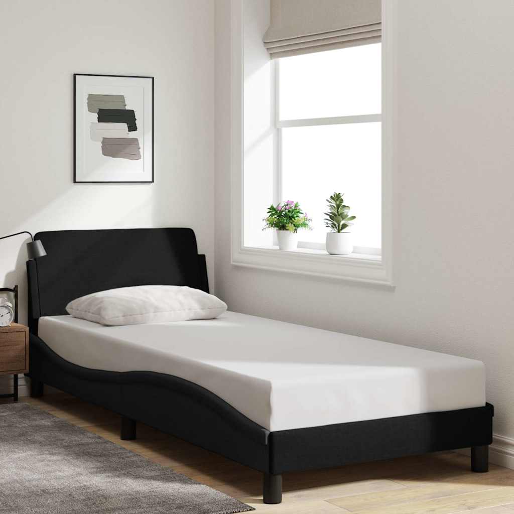sengeramme med sengegavl Dover Sort 90x190 cm Stof