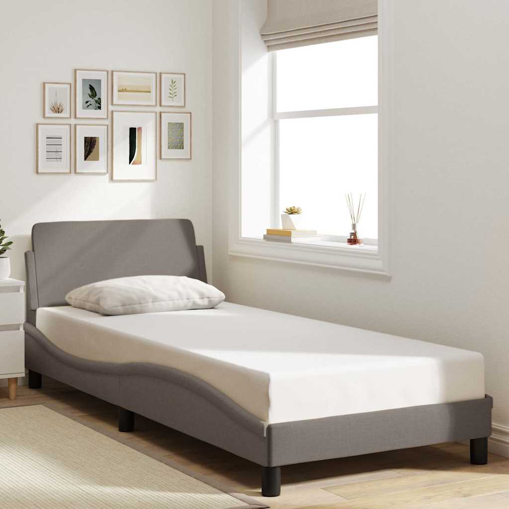 sengeramme med sengegavl Dover Taupe 90x190 cm Stof
