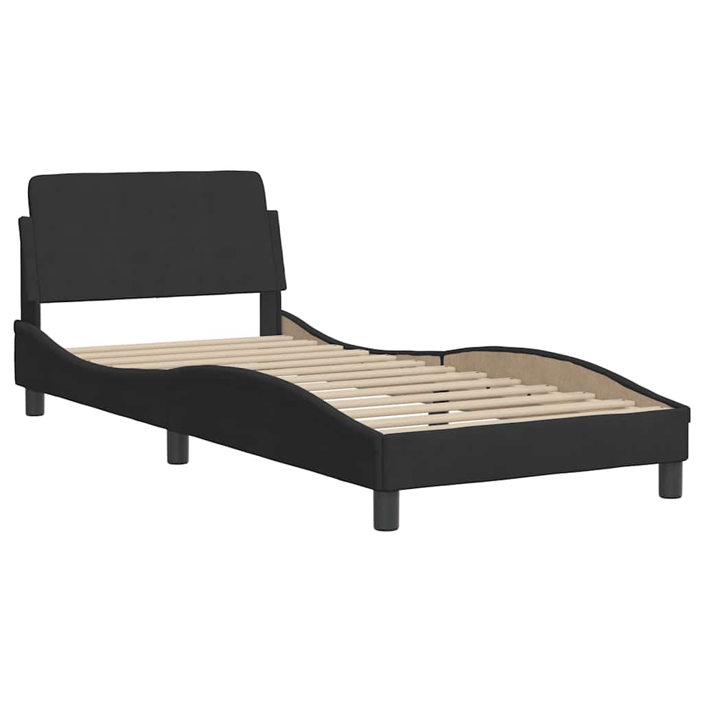 sengeramme med sengegavl Dover Sort 90x190 cm Fløjl