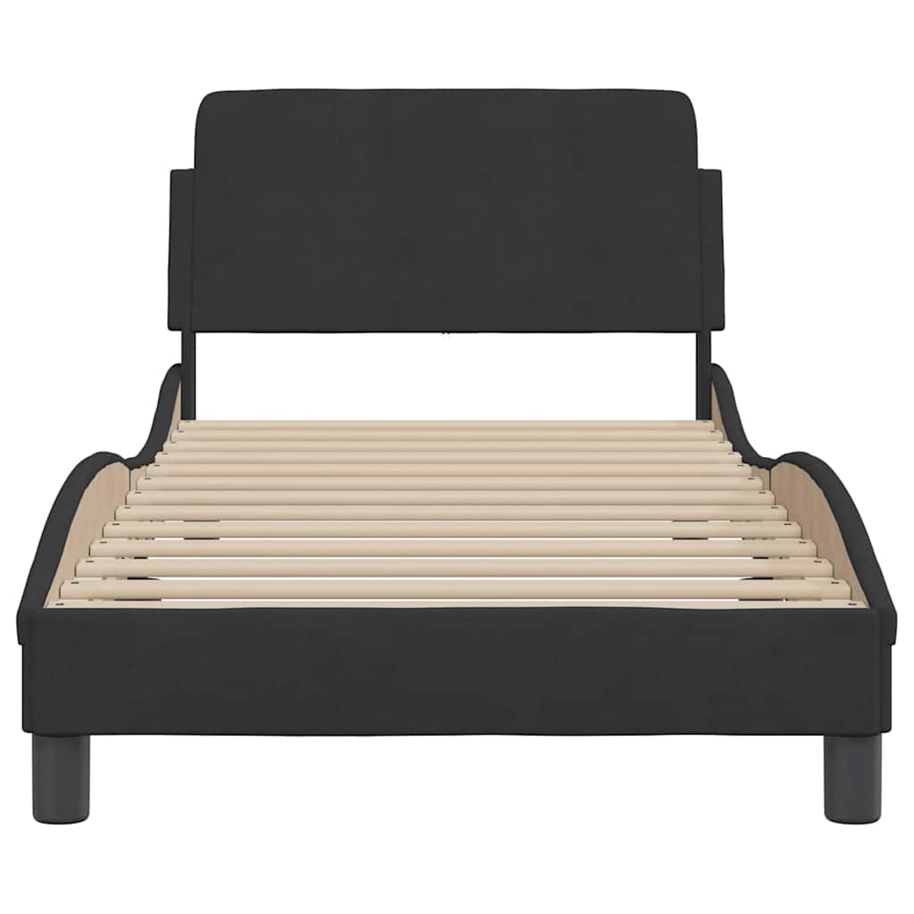 sengeramme med sengegavl Dover Sort 90x190 cm Fløjl