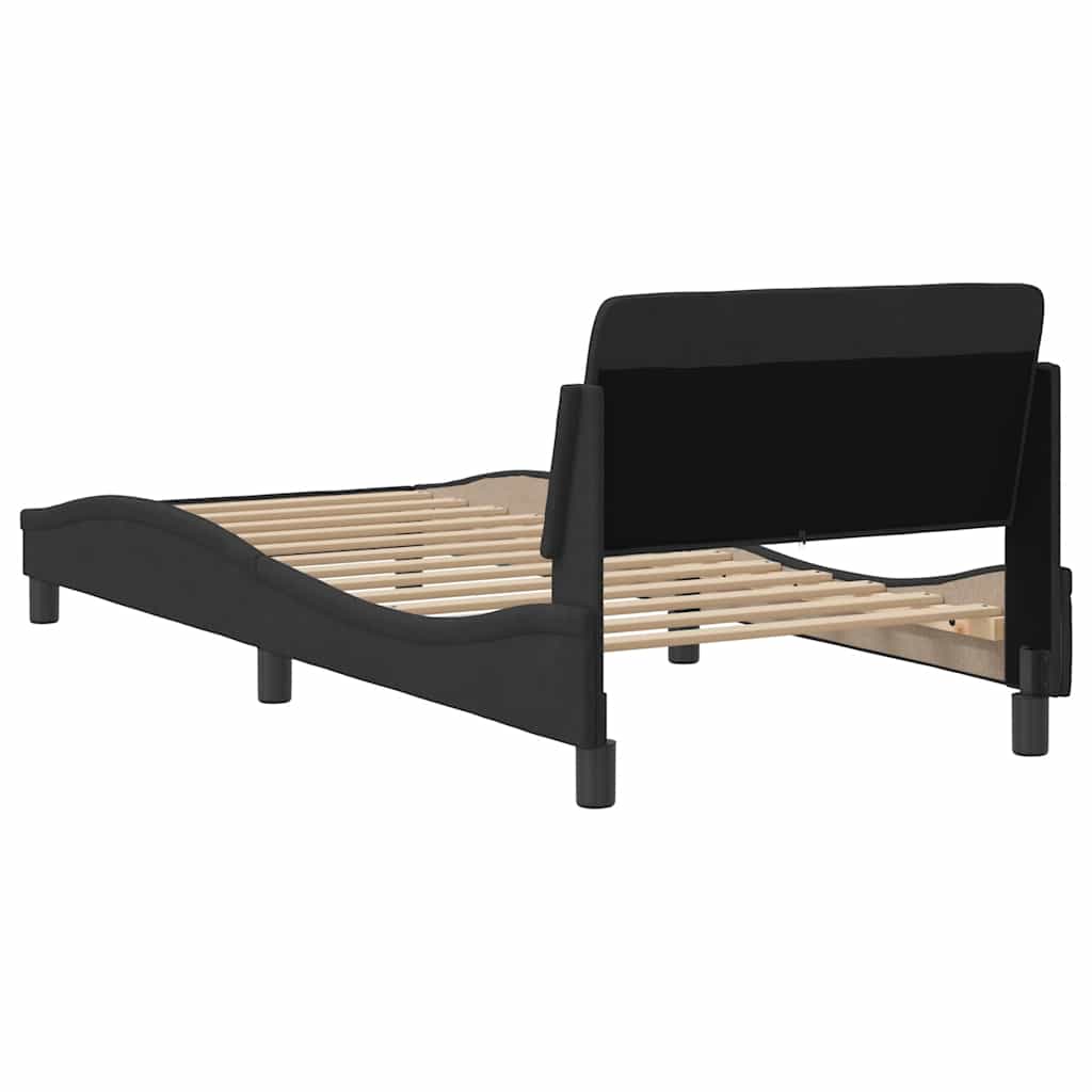 sengeramme med sengegavl Dover Sort 90x190 cm Fløjl