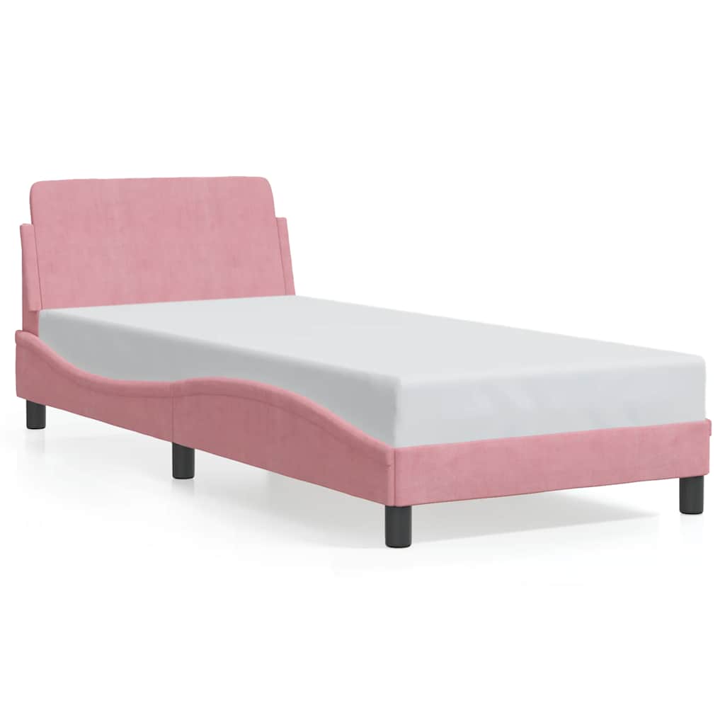 sengeramme med sengegavl Dover Pink 90x190 cm Fløjl