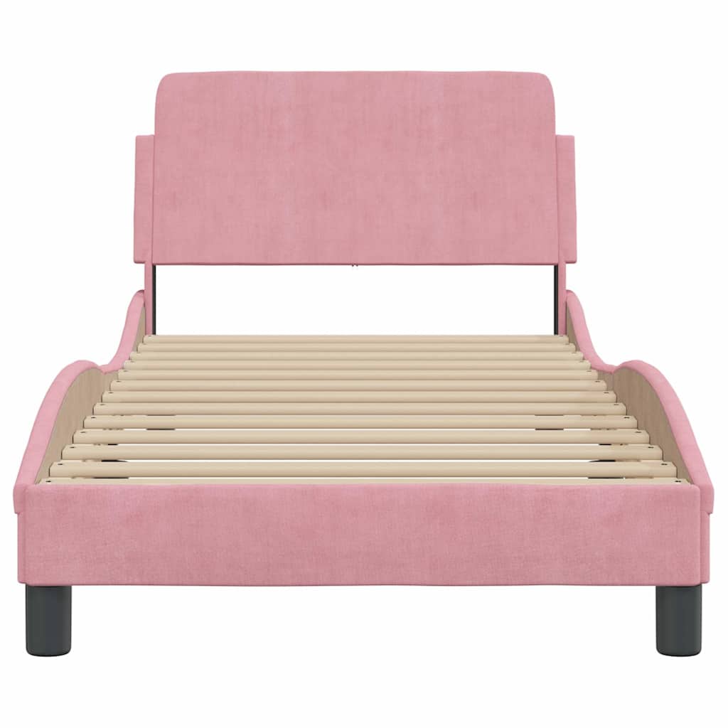 sengeramme med sengegavl Dover Pink 90x190 cm Fløjl
