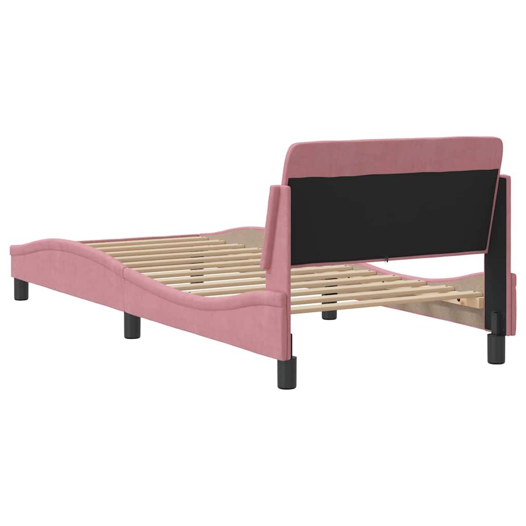 sengeramme med sengegavl Dover Pink 90x190 cm Fløjl