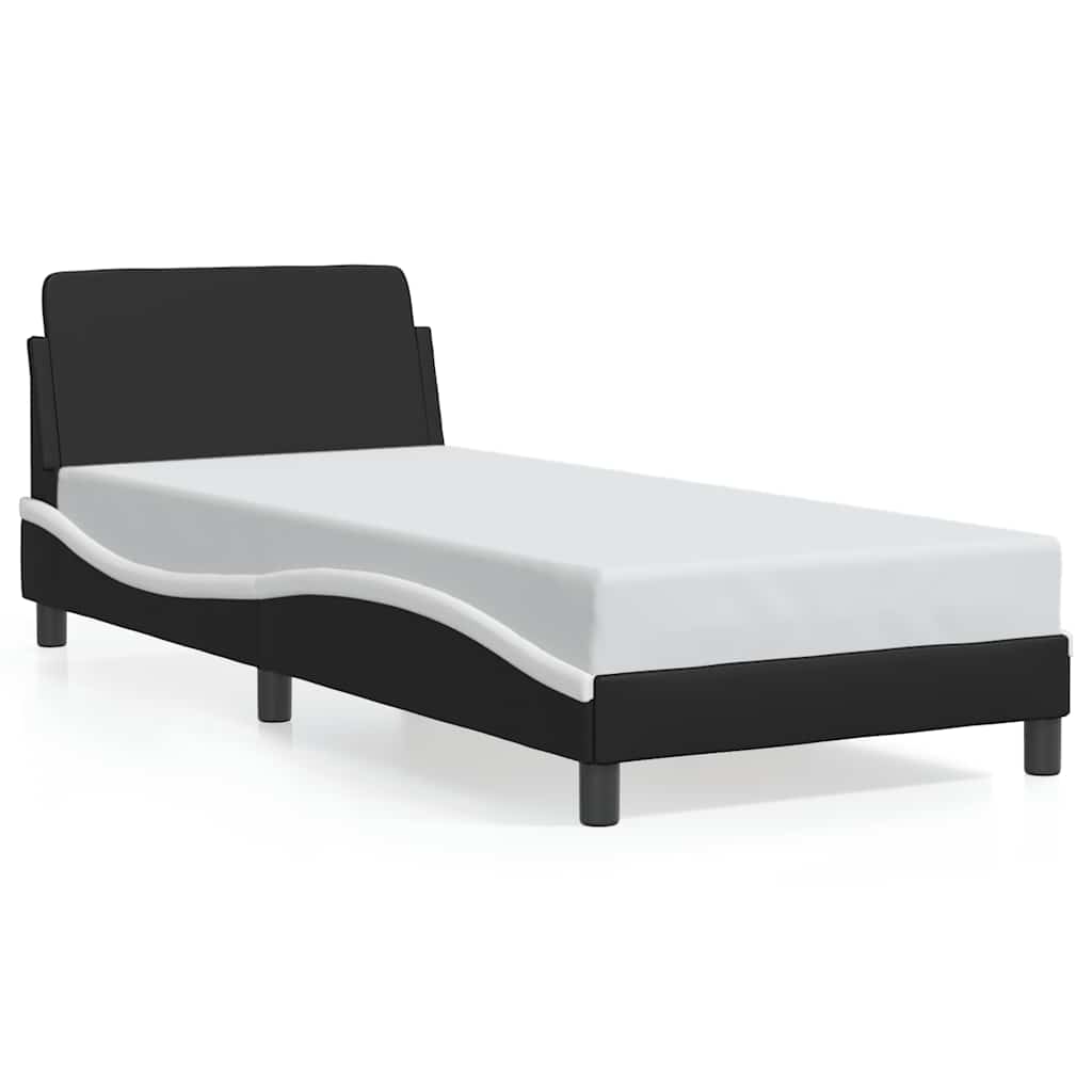 sengeramme Dover 90x190 cm kunstlæder sort og hvid