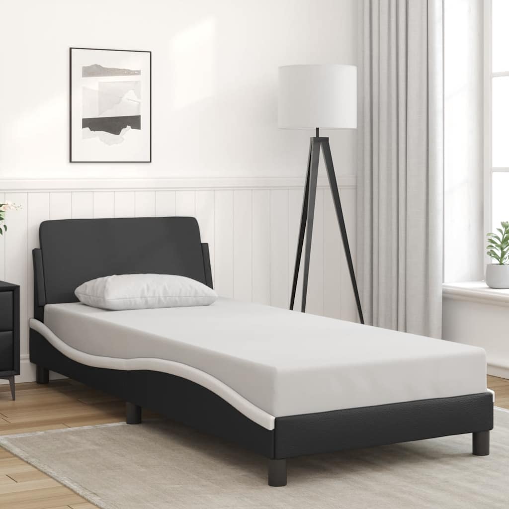 sengeramme Dover 90x190 cm kunstlæder sort og hvid