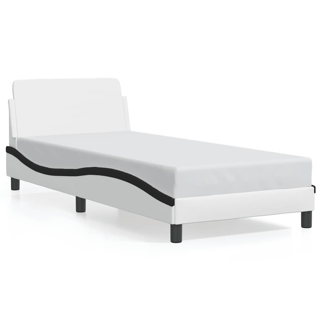 sengeramme Dover 90x190 cm kunstlæder sort og hvid