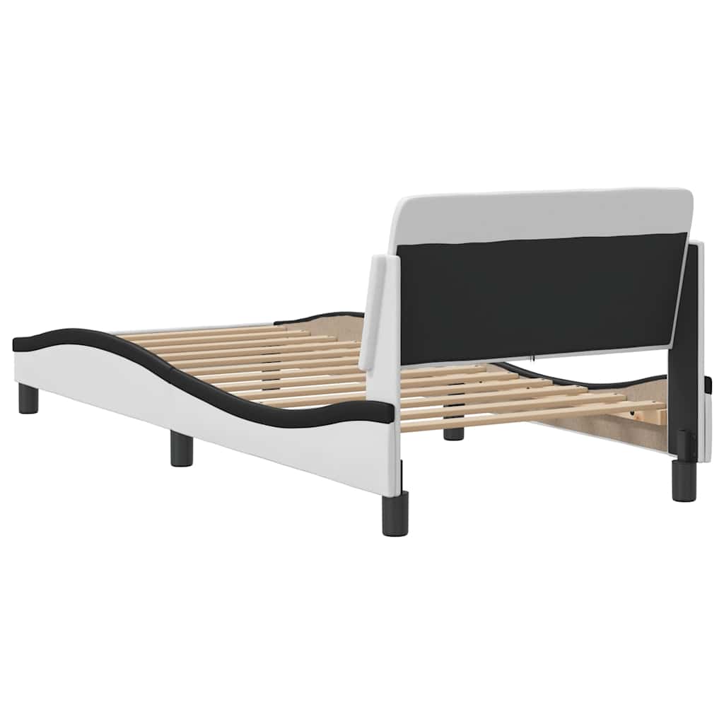 sengeramme Dover 90x190 cm kunstlæder sort og hvid