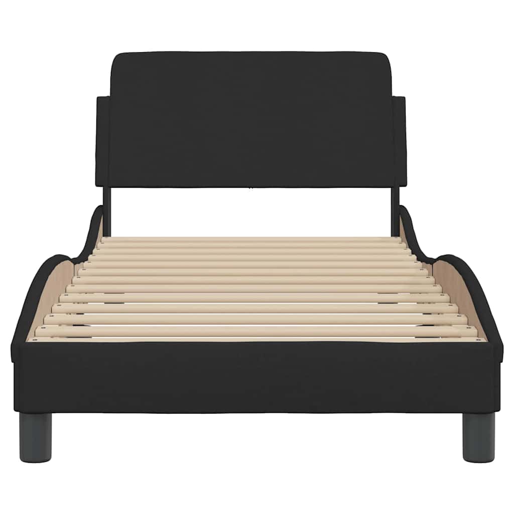 sengeramme med sengegavl Dover Sort 90x200 cm Stof