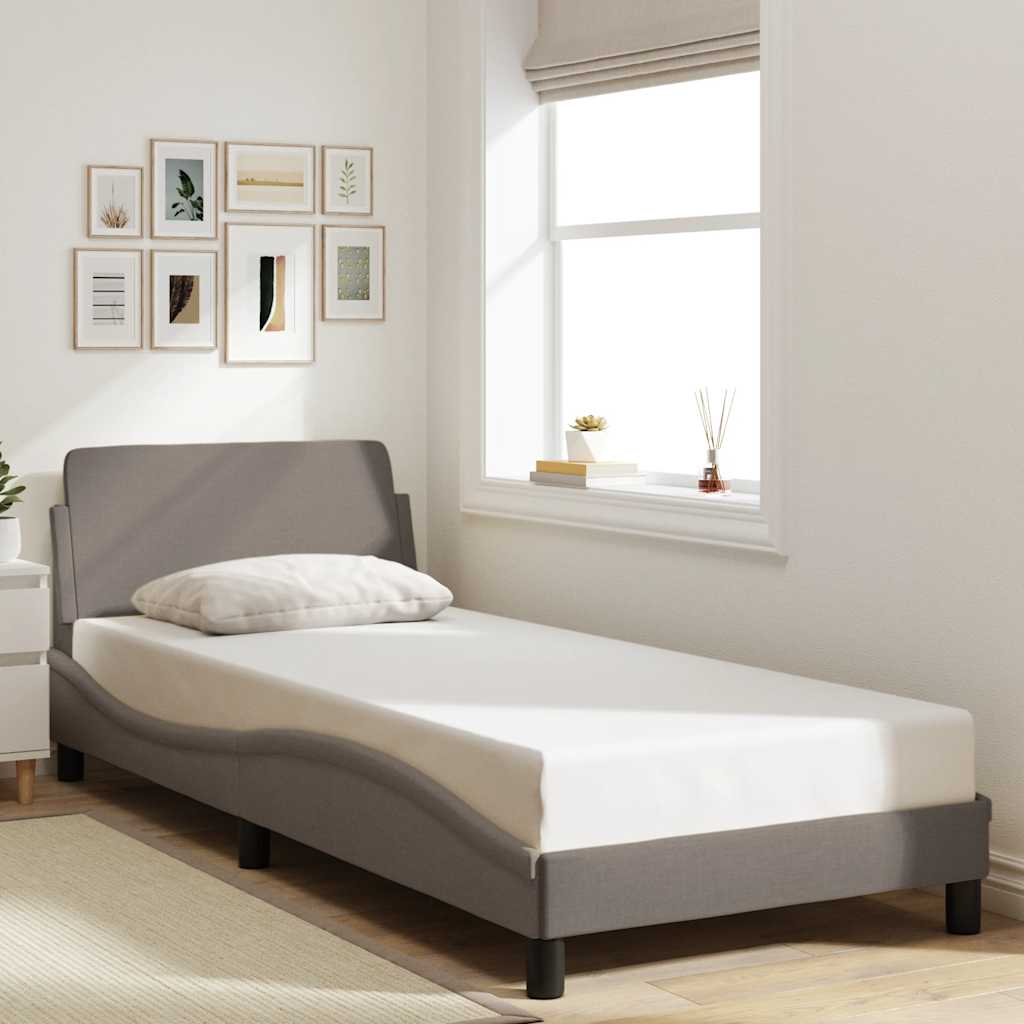 sengeramme med sengegavl Dover Taupe 90x200 cm Stof