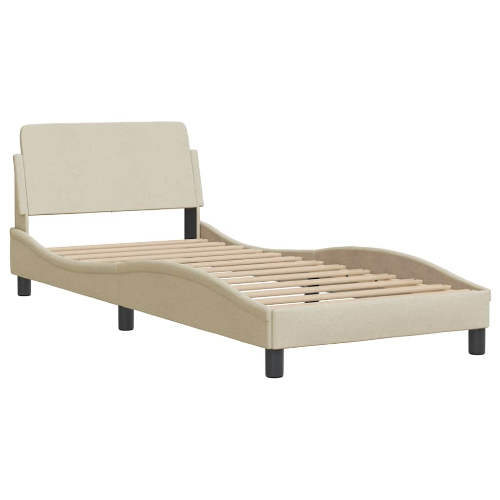 sengeramme med sengegavl Dover Creme 90x200 cm Stof