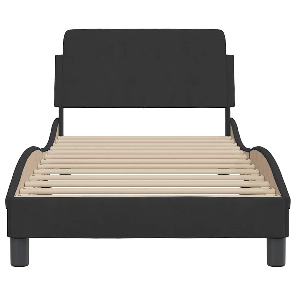 sengeramme med sengegavl Dover Sort 90x200 cm Fløjl