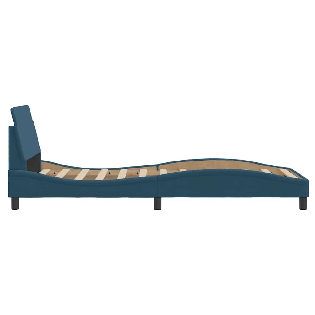 sengeramme med sengegavl Dover 90x200 cm fløjl blå