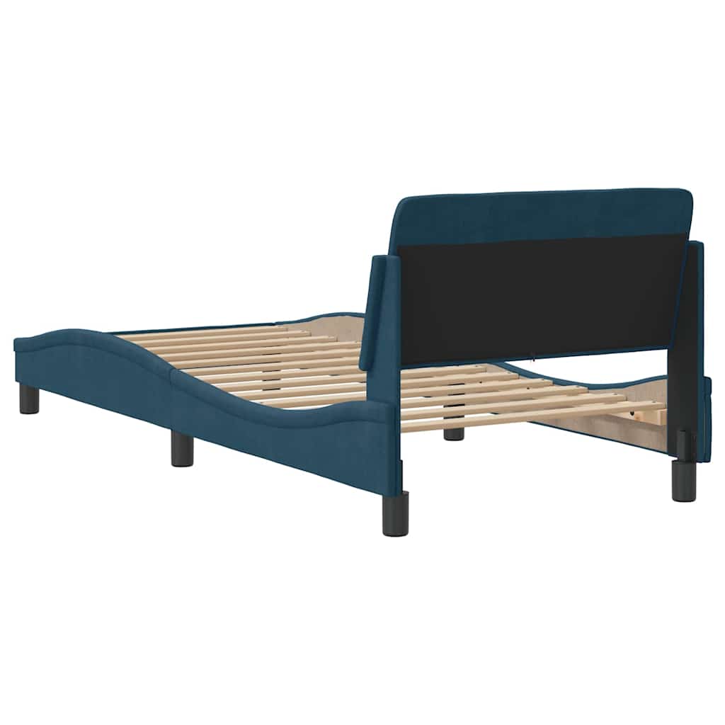 sengeramme med sengegavl Dover 90x200 cm fløjl blå
