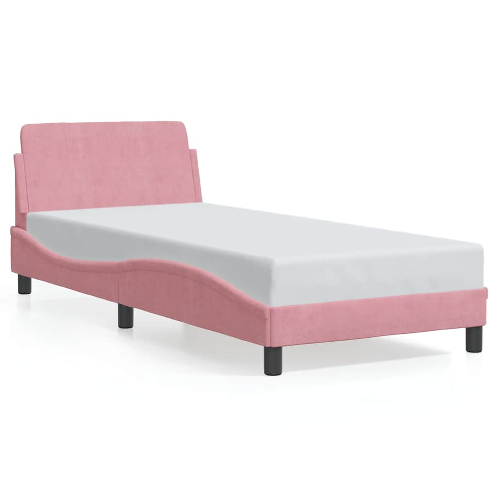 sengeramme med sengegavl Dover Pink 90x200 cm Fløjl