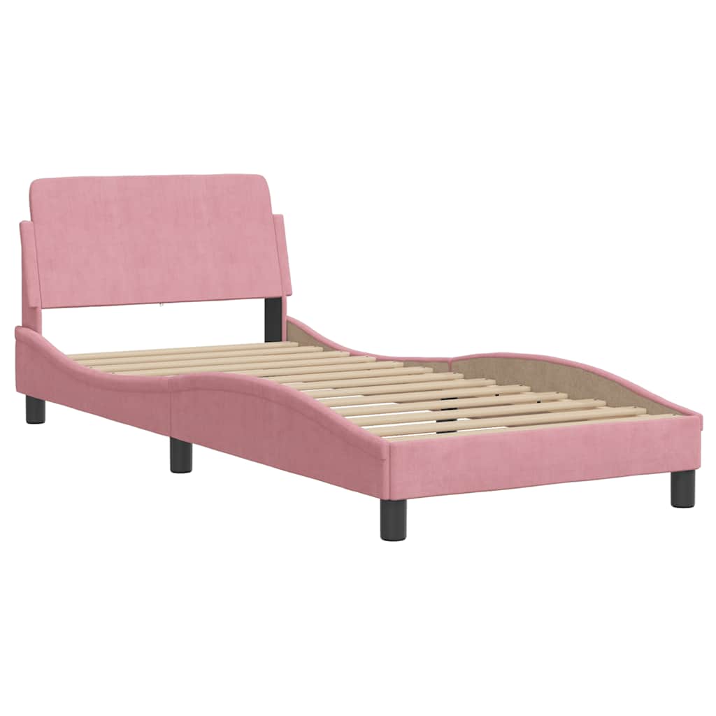 sengeramme med sengegavl Dover Pink 90x200 cm Fløjl