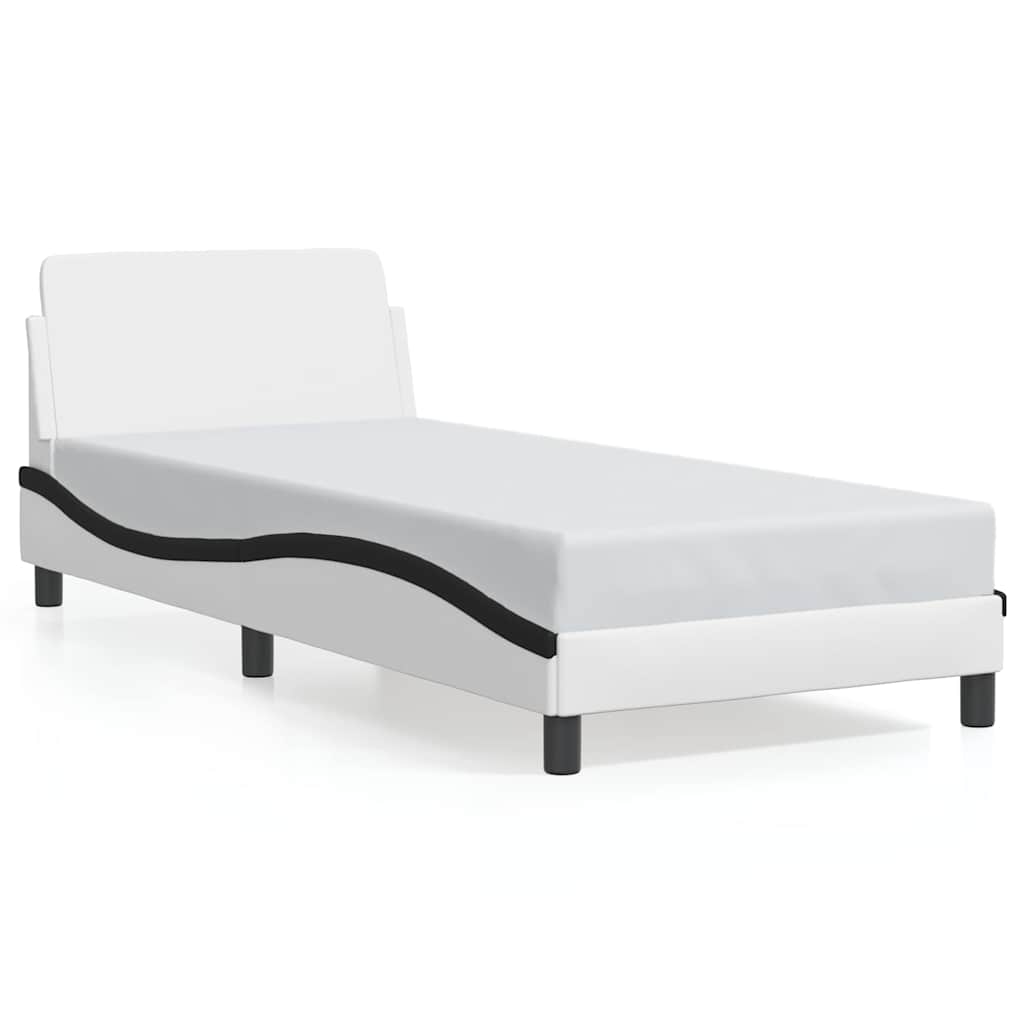 sengeramme Dover 90x200 cm kunstlæder hvid og sort