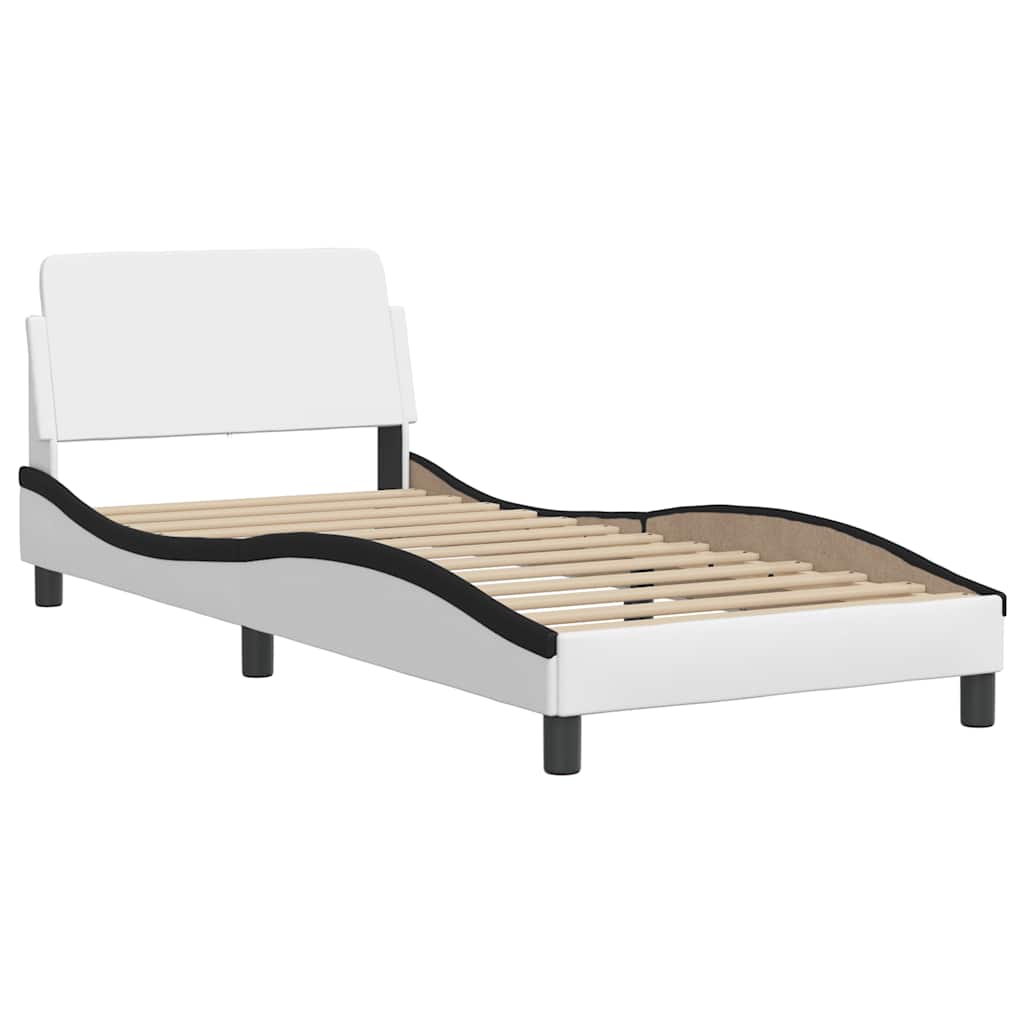 sengeramme Dover 90x200 cm kunstlæder hvid og sort