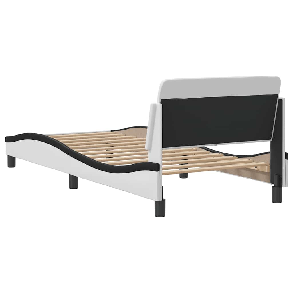 sengeramme Dover 90x200 cm kunstlæder hvid og sort