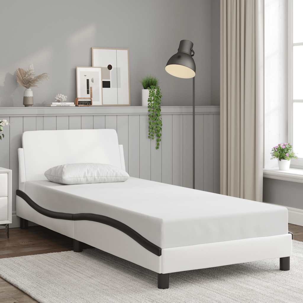 sengeramme Dover 90x200 cm kunstlæder hvid og sort