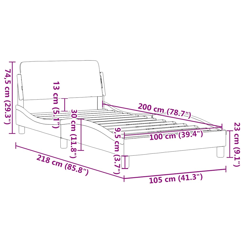 sengeramme med sengegavl Dover Blå 100x200 cm Stof