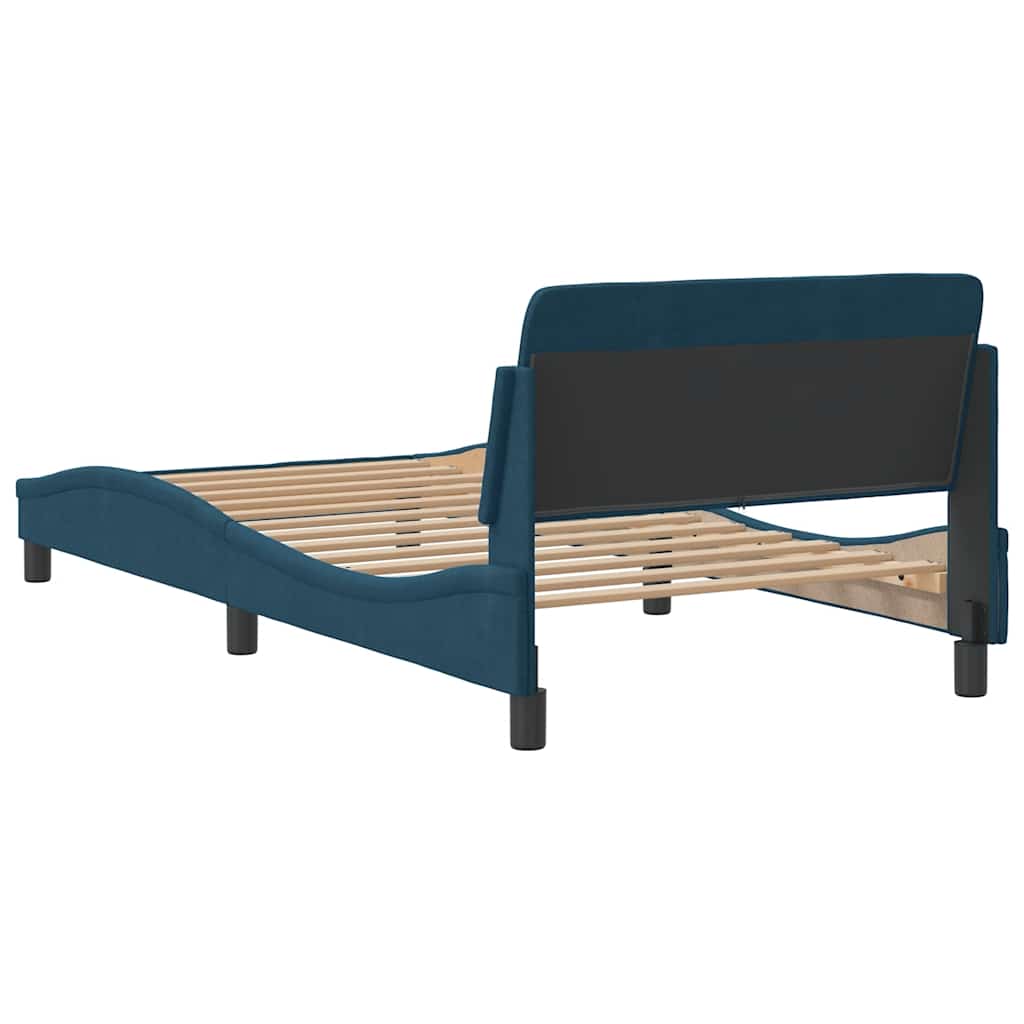 sengeramme med sengegavl Dover 100x200 cm fløjl blå