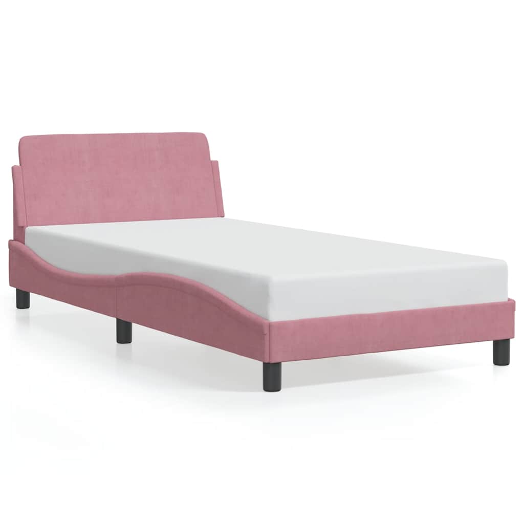 sengeramme med sengegavl Dover Pink 100x200 cm Fløjl