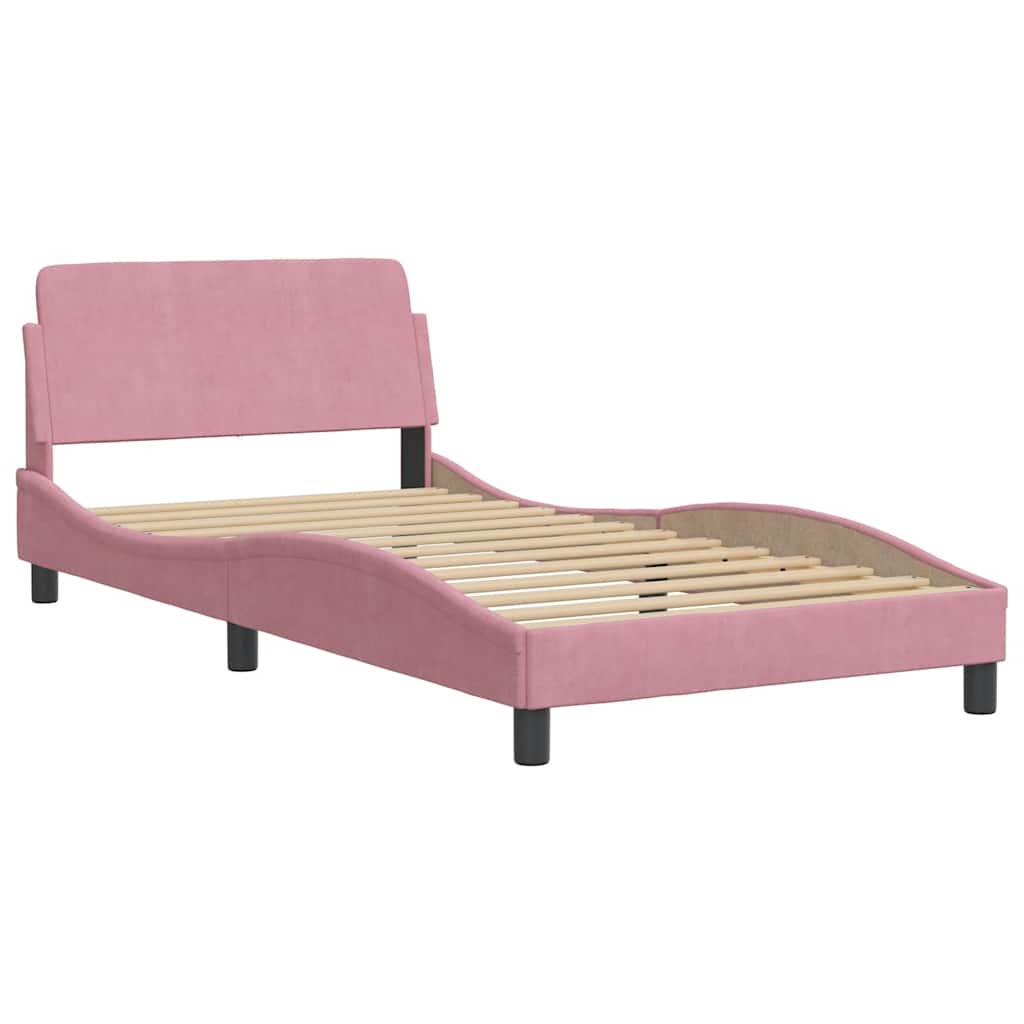 sengeramme med sengegavl Dover Pink 100x200 cm Fløjl