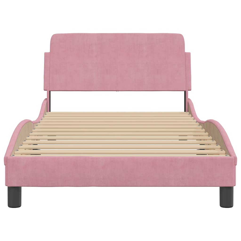 sengeramme med sengegavl Dover Pink 100x200 cm Fløjl
