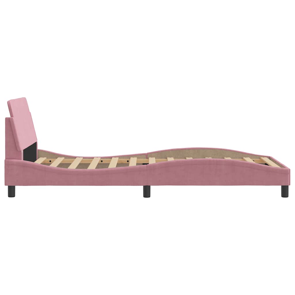 sengeramme med sengegavl Dover Pink 100x200 cm Fløjl