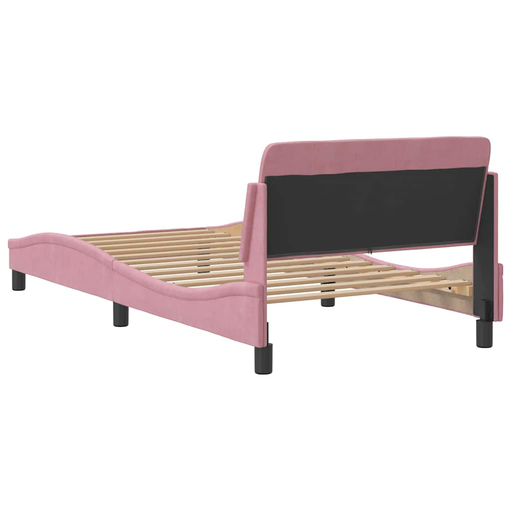 sengeramme med sengegavl Dover Pink 100x200 cm Fløjl