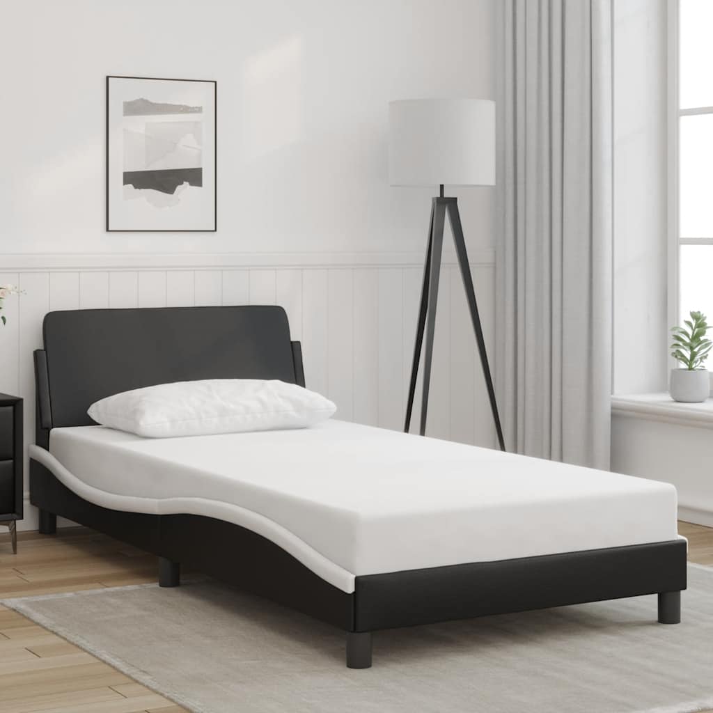 sengeramme Dover 100x200 cm kunstlæder sort og hvid