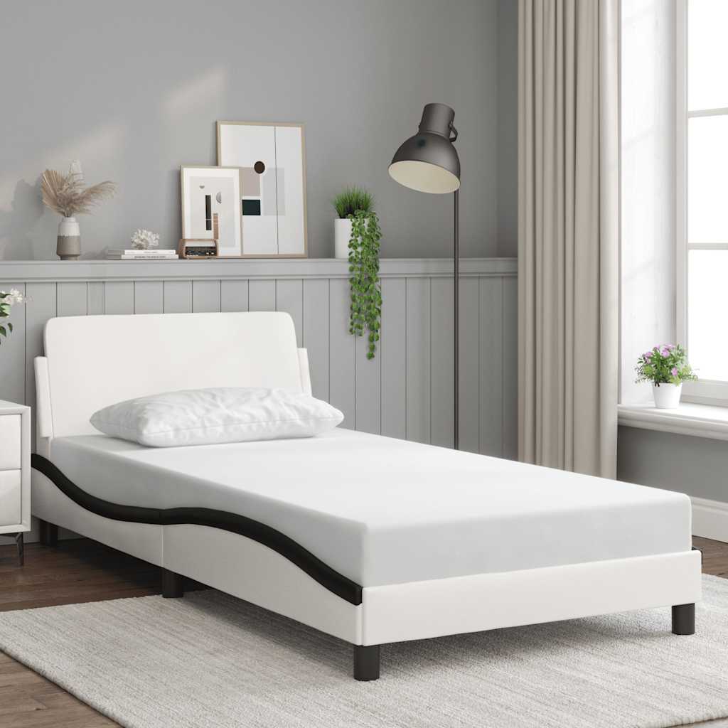 sengeramme Dover 100x200 cm kunstlæder sort og hvid