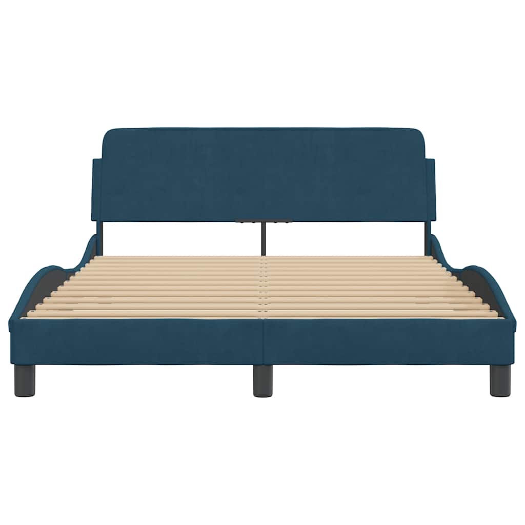sengeramme med sengegavl Dover 120x200 cm velour blå