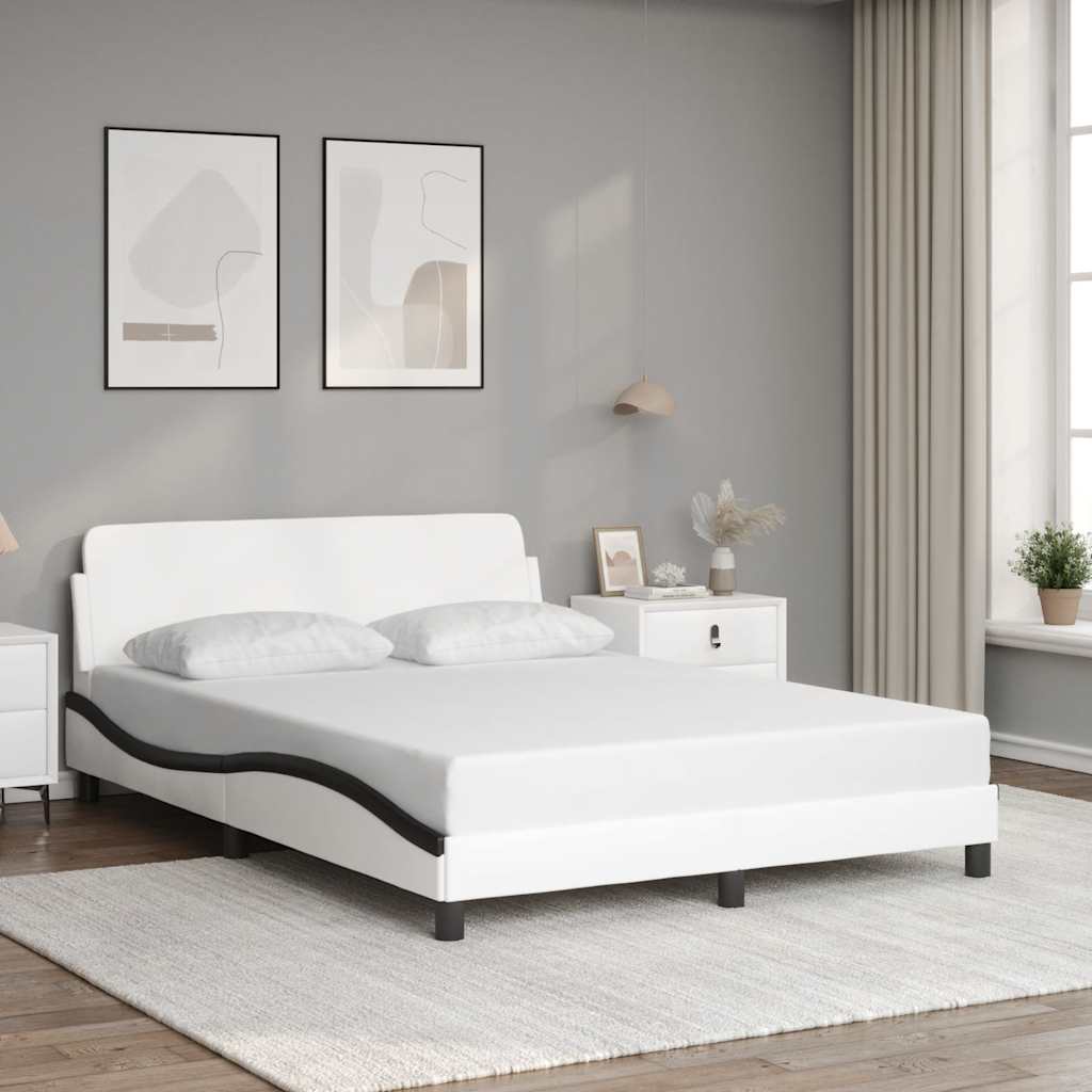 sengeramme Dover 120x200 cm kunstlæder hvid og sort