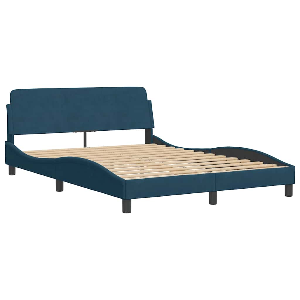 sengeramme med sengegavl Dover 140x190 cm velour blå