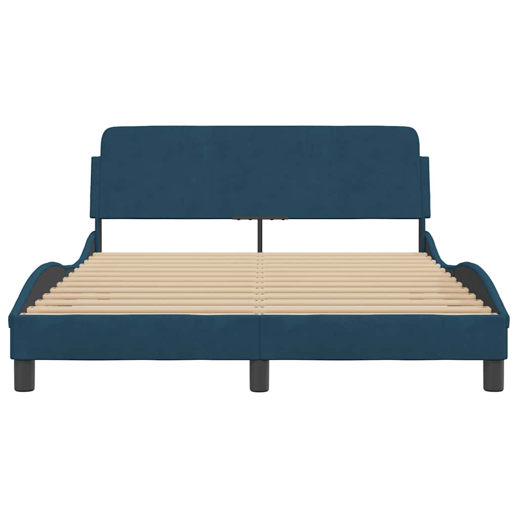 sengeramme med sengegavl Dover 140x190 cm velour blå