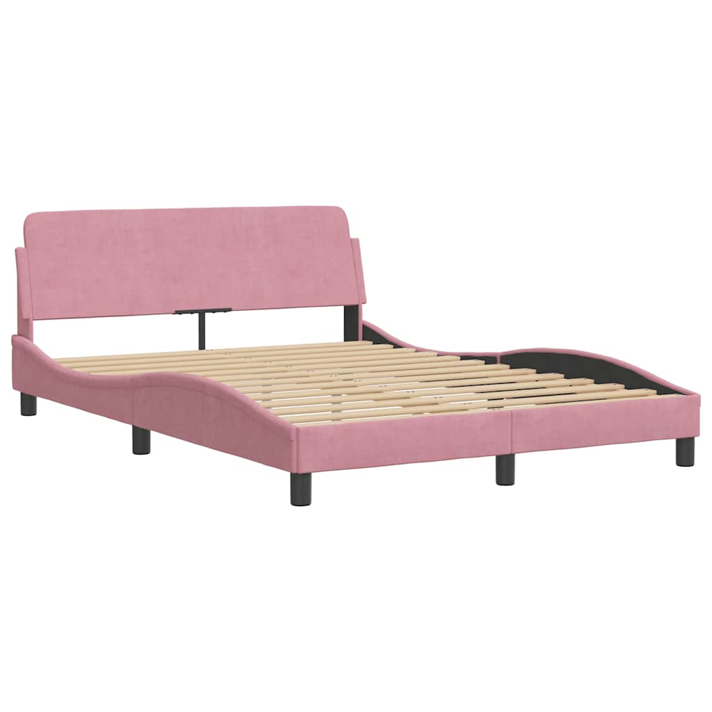 sengeramme med sengegavl Dover Pink 140x190 cm Fløjl