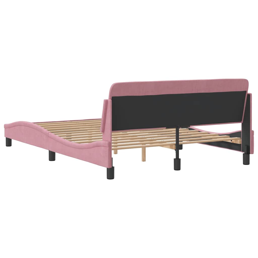 sengeramme med sengegavl Dover Pink 140x190 cm Fløjl