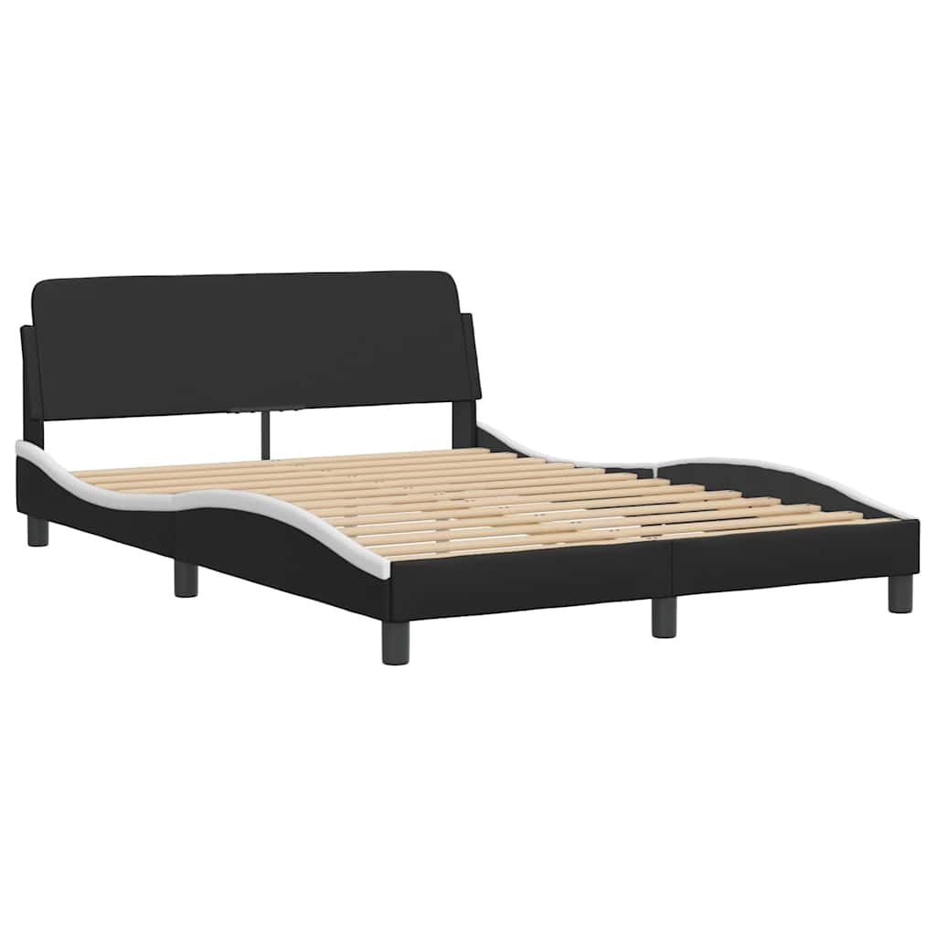 sengeramme Dover 140x190 cm kunstlæder sort og hvid
