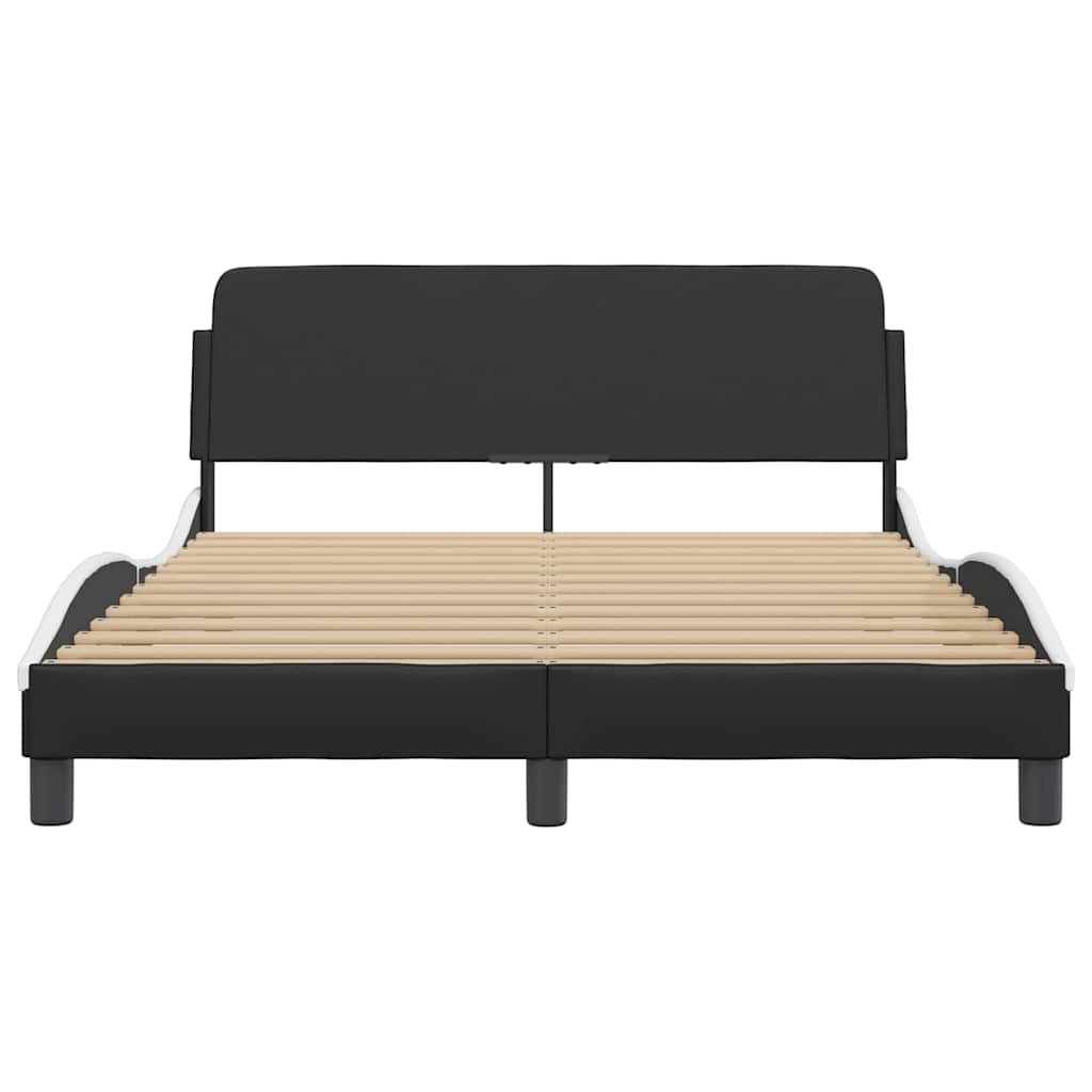 sengeramme Dover 140x190 cm kunstlæder sort og hvid